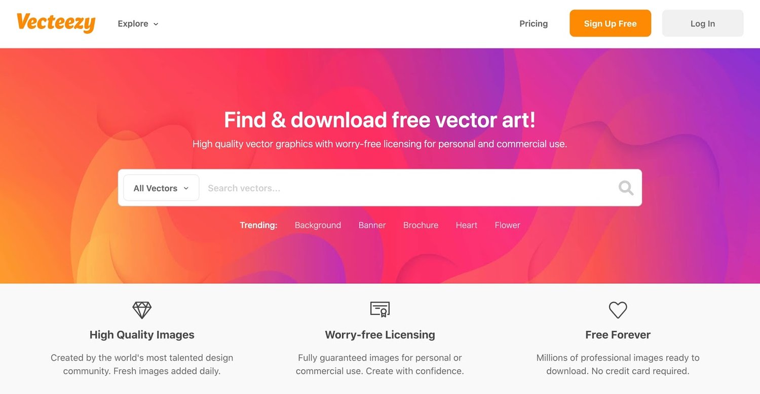 homepage for the web textures resource Vecteezy